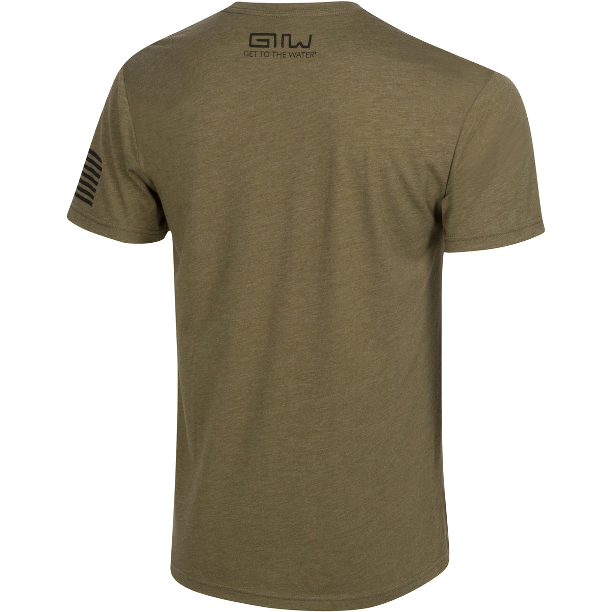 Army green tee, rear